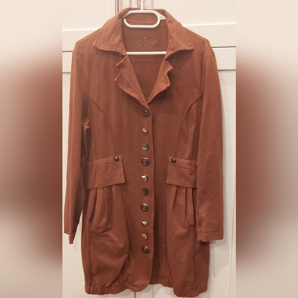 Neon Buddha Rust Button-Up Coat - Picture 9 of 9